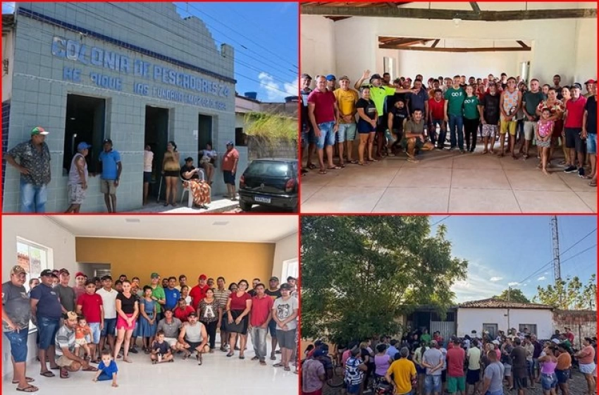 Imagem Jutay Meneses ao lado de pescadores