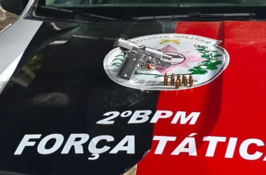 Imagem Arma e munições apreendidas em ação da Polícia Militar