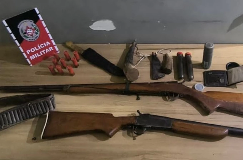 Imagem Armas de fogo apreendidas em ação policial no município de Sousa 