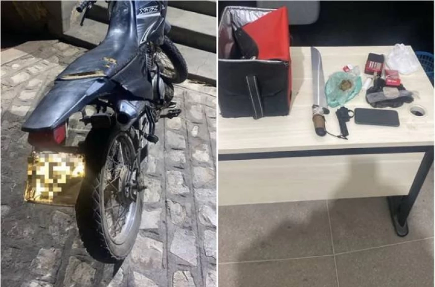 Imagem Moto e droga apreendidas pela PM em Cajazeiras