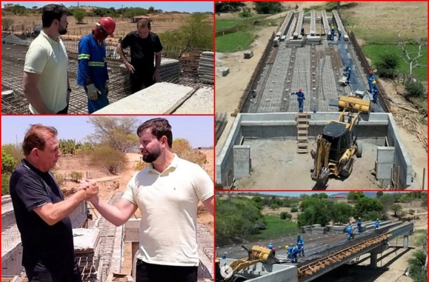 Imagem Chico Mendes em visita a ponte sobre o Rio Piranhas, em São José de Piranhas