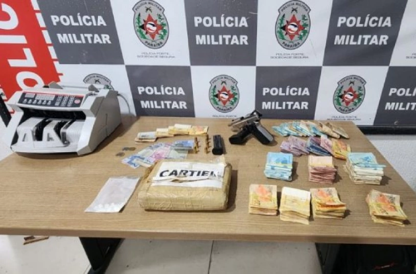 Imagem Prisão de suspeito com arma, drogas, dinheiro e moto roubada