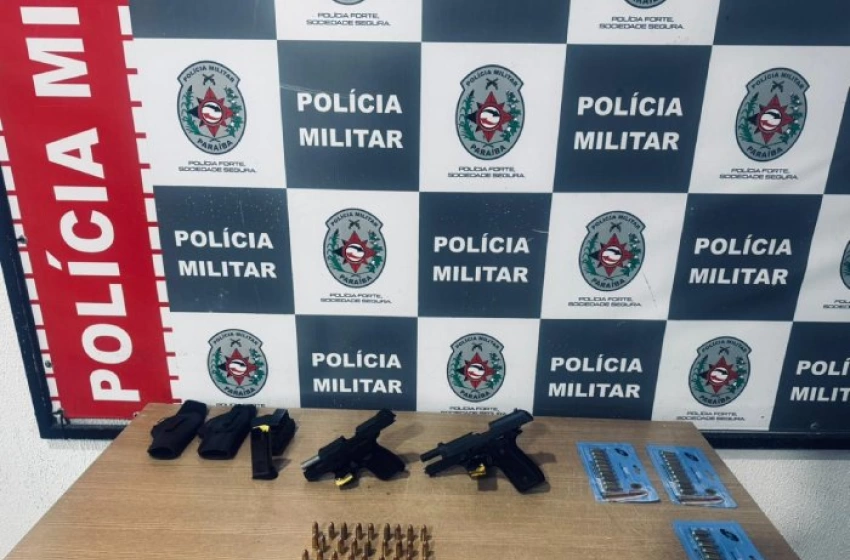 Imagem Armas e munições apreendidas pela Polícia Militar