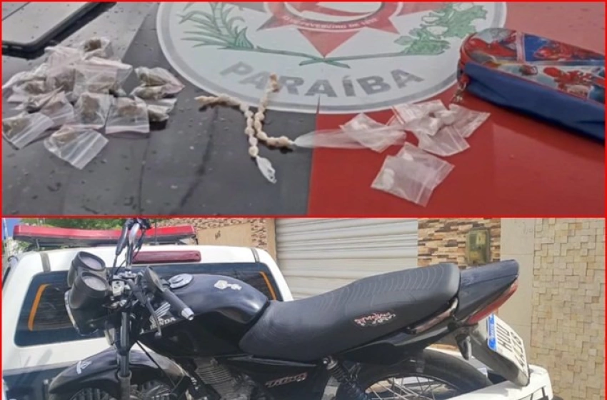 Imagem Apreensão de drogas e motocicleta
