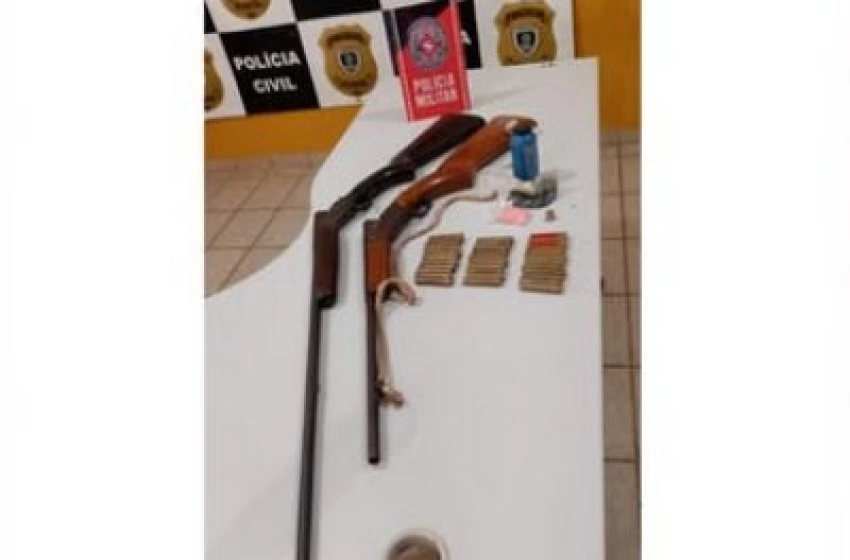 Imagem Armas e munições apreendidas pela Polícia Militar