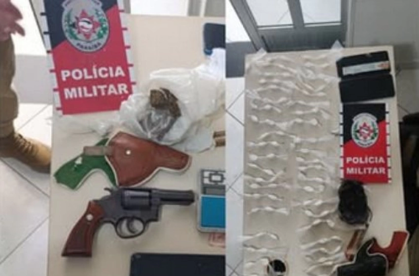 Imagem Apreensão de arma de fogo, drogas e dinheiro