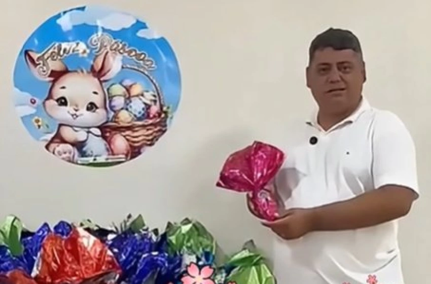 Imagem Thially Aristóteles anuncia entrega de ovos de Páscoa para crianças em Vieirópolis