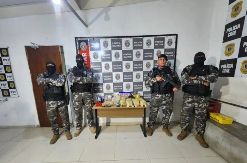 Imagem Material ilícito apreendido em ação da Polícia Militar