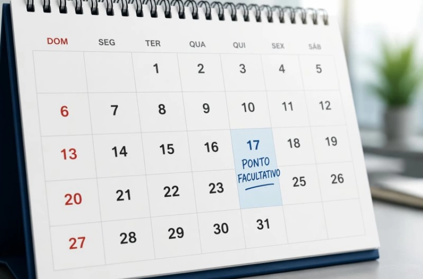 Imagem Ilustração de calendário com destaque para um dia de ponto facultativo