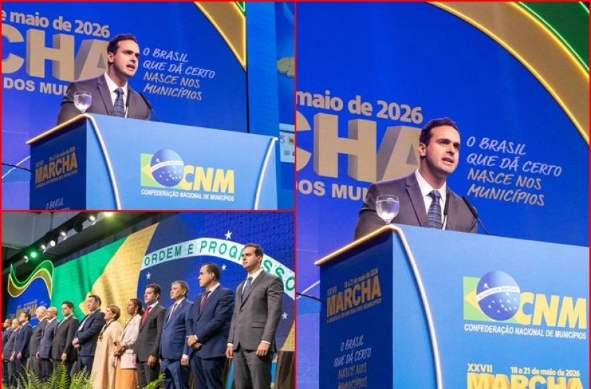 Imagem Lucas Ribeiro na abertura da Marcha dos Prefeitos