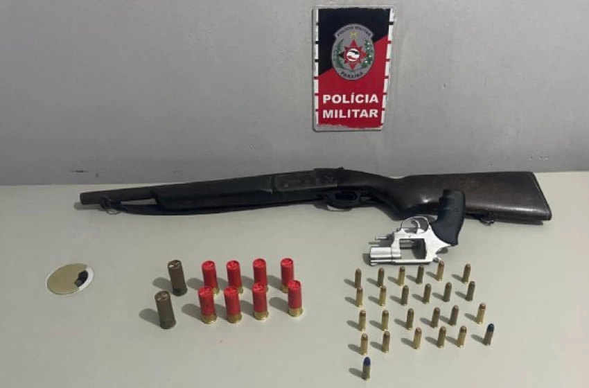 Imagem Armas e munições apreendidas em ação da PM