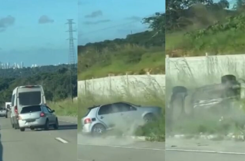 Imagem Capotamento na BR-101, após briga de trânsito