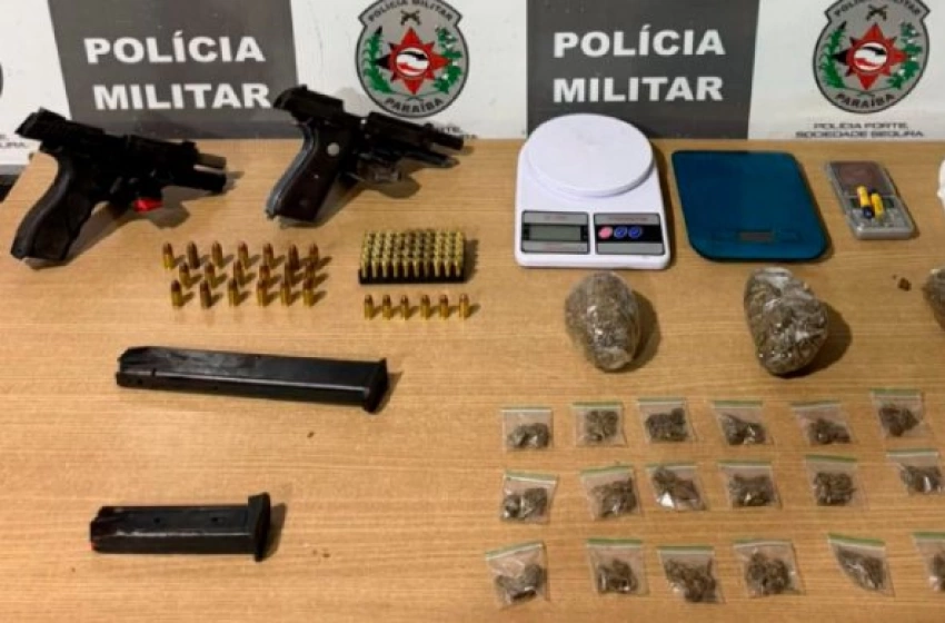 Imagem Apreensão de duas armas de fogo e drogas na Capital