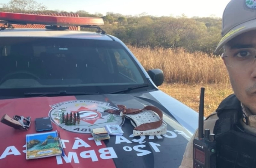 Imagem Arma de fogo apreendida pela polícia militar na zona rural de Riacho dos Cavalos 