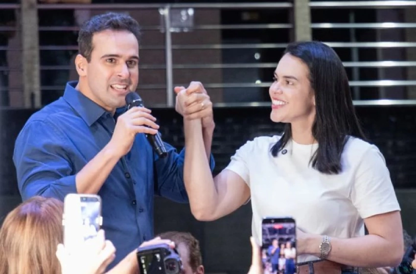 Imagem Lucas Ribeiro (PP) e a ex-secretária Rafaella Camaraense (PDT)