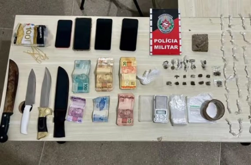 Imagem Material ilícito apreendido em ação da PM