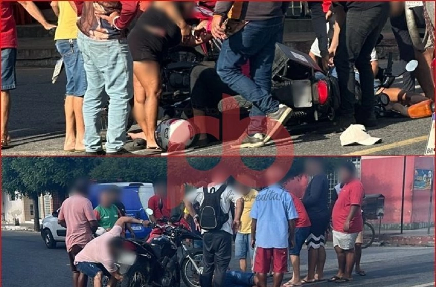 Imagem Imagem do acidente entre motocicletas no Centro de Aparecida 