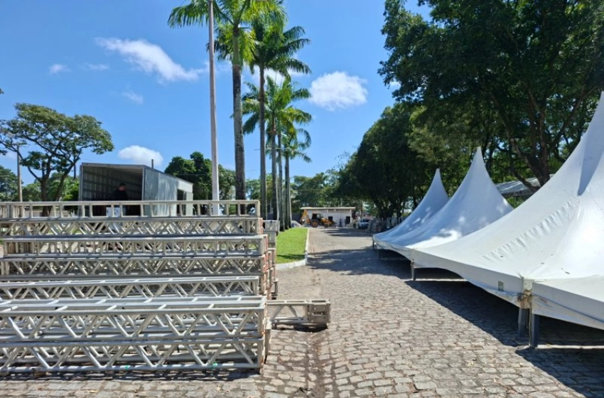 Imagem Montagem da estrutura da etapa João Pessoa do Circuito Paraíba Agronegócio