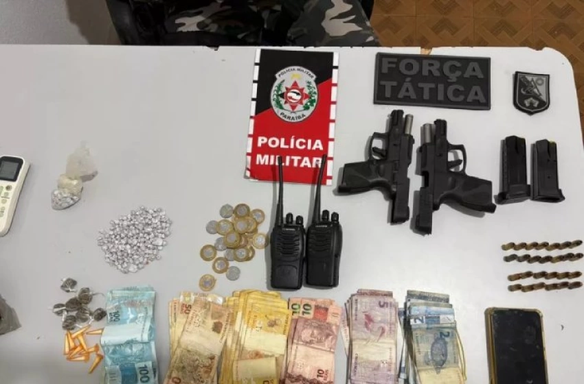 Imagem Material ilícito apreendido em ação da PM