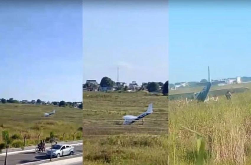 Imagem Pouso forçado de avião de pequeno porte