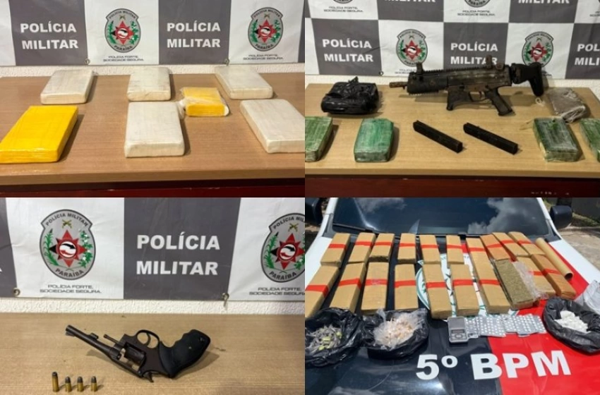 Imagem Drogas e armas de fogo apreendidas em ações da polícia militar na Capital 
