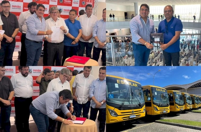 Imagem Prefeito Lucas assina protocolo ao lado do Governador João Azevedo para receber Ônibus Escolar