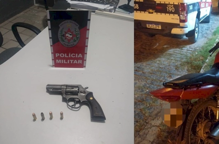 Imagem Arma e Moto apreendidas em ação policial em São Bento 