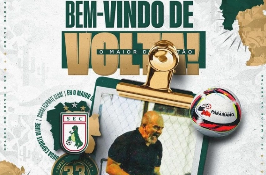 Imagem Anúncio do novo treinador do Sousa Esporte Clube 