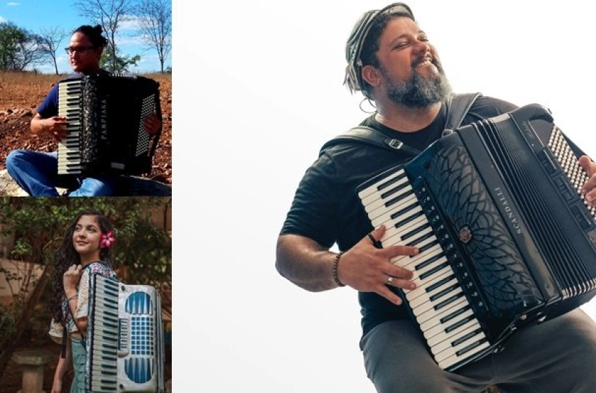 Imagem Sanfoneiros Lily Sanfoneira, Helinho Medeiros e Lucas Carvalho