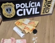 Crack e dinheiro trocado apreendido em ação da Polícia Civil, em Pombal 