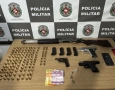 Armas e munições apreendidas pela Polícia Militar