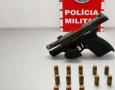 Arma e munições apreendidas em ação da PM